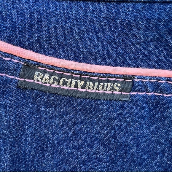 VTG 80s Rag City Blues High Waisted Bareback Jeans Straight Leg Pink Piping 7/8 - Picture 10 of 15